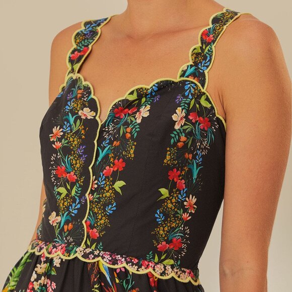 *LIKE NEW* black delicate forest scarves organic cotton maxi dress - Picture 3 of 7